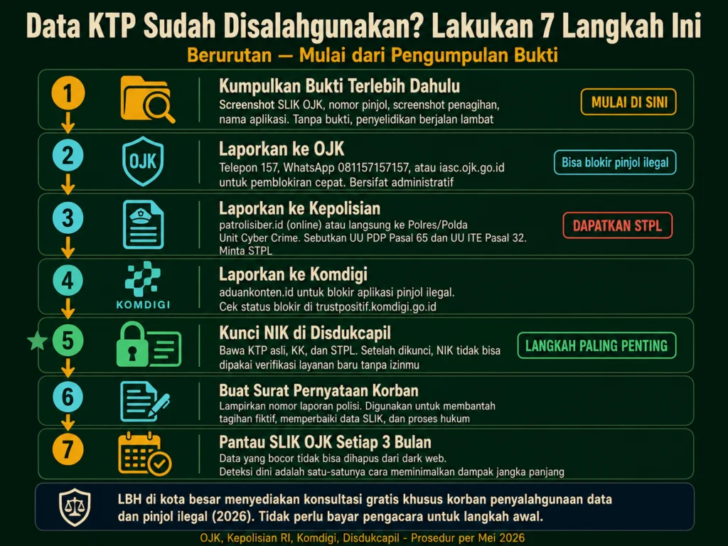 langkah data KTP disalahgunakan SLIK OJK lapor polisi kunci NIK Disdukcapil surat pernyataan pinjol ilegal