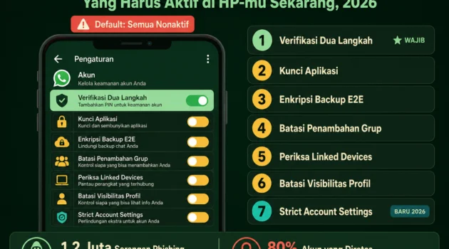 pengaturan keamanan WhatsApp 2026 verifikasi dua langkah linked devices strict account settings GhostPairing
